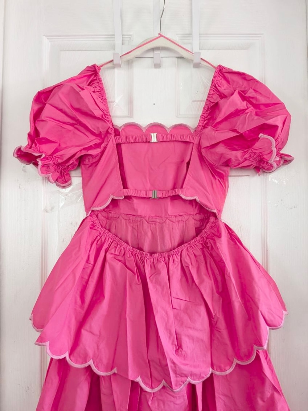 ENGLISH FACTORY Scallop Puff Sleeve Tiered Maxi Dress - Picture 10 of 15